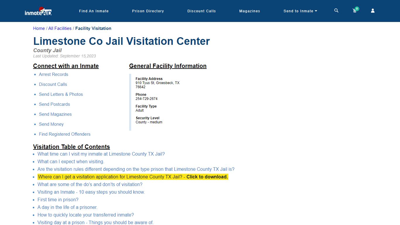 Limestone County TX Jail | Visitation, dress code & visiting hours